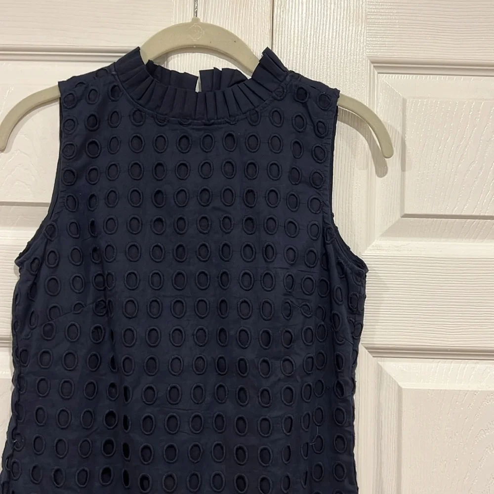 Sail to Sable Eyelet Ruffle Dress Navy Blue Womens Size 0 - Picture 4 of 7